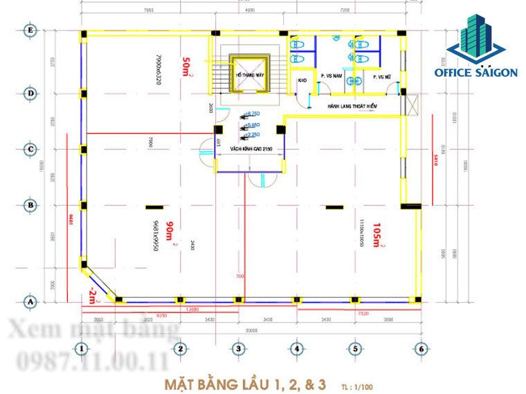 Layout mặt bằng nguyên sàn tại cao ốc GIC 2 building