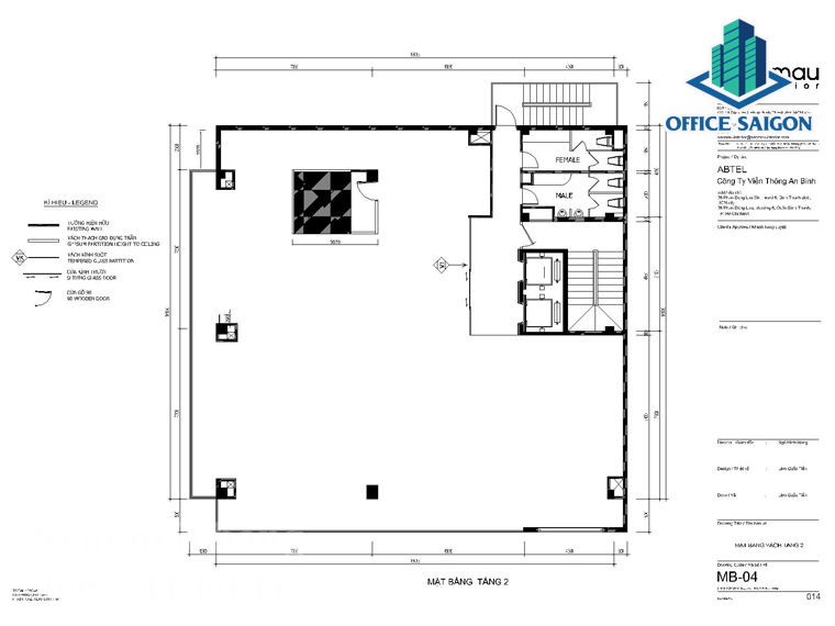 Layout từ tầng 2 đến tầng 7 tòa nhà ABtel Tower