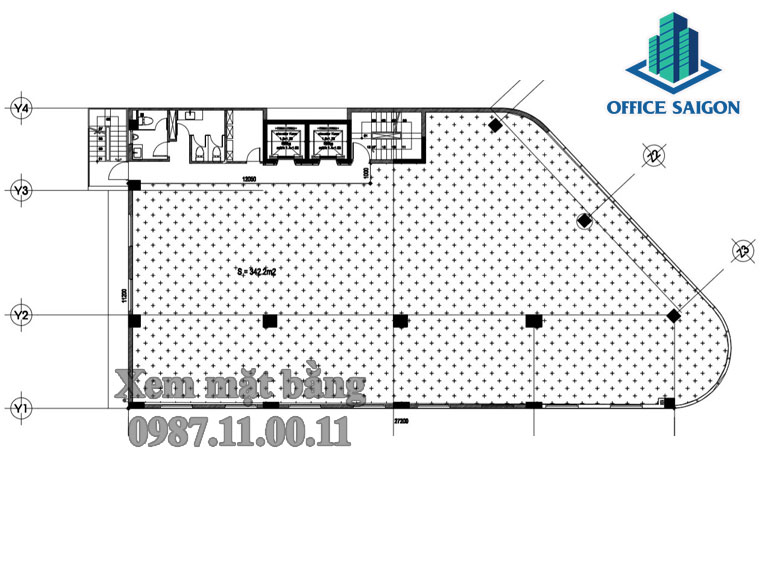 Layout văn phòng cho thuê quận 2 HQ Tower