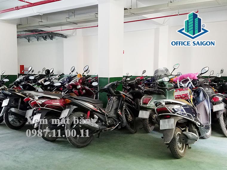 Bãi giữ xe bên trong văn phòng cho thuê Tài Vượng Tower quận Bình Thạnh