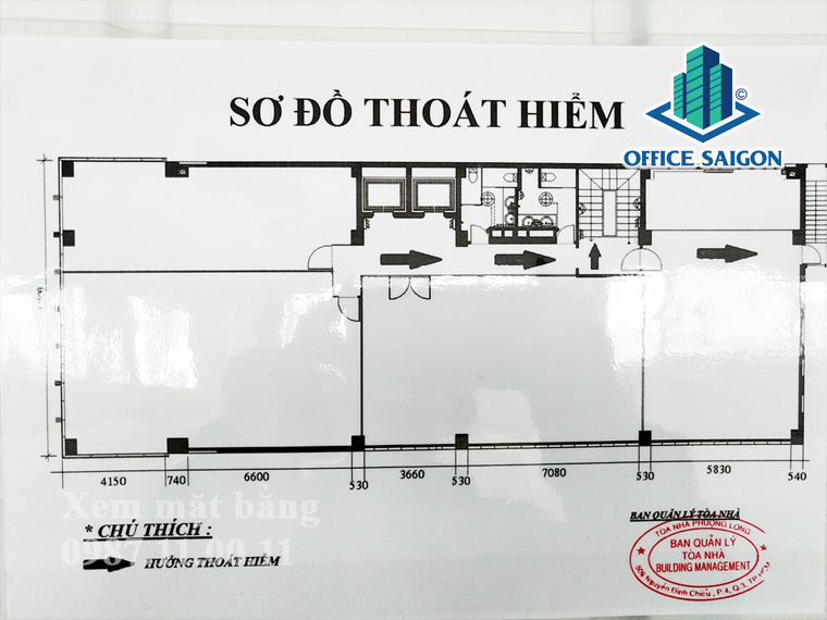 Sơ đồ thoát hiểm của tòa nhà cho thuê văn phòng Phượng Long Building quận 3