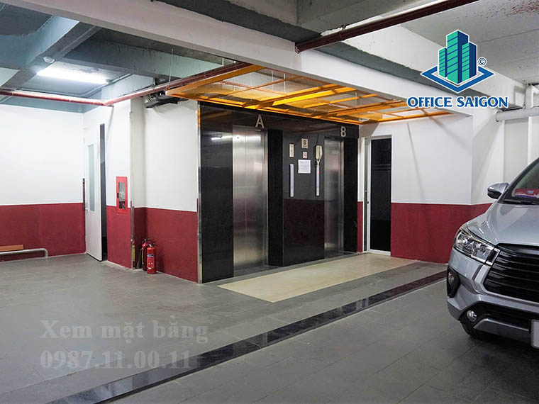 Thang máy tại tầng hầm văn phòng cho thuê Mios building quận Bình Thạnh
