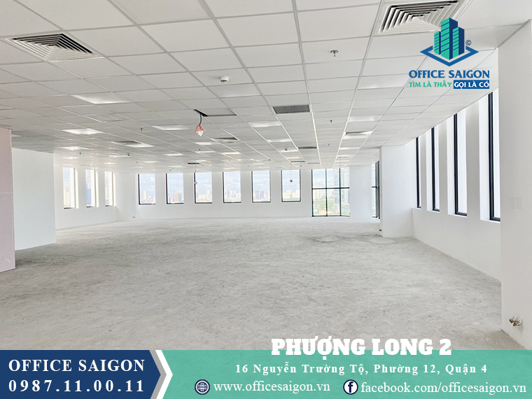 Diện tích 370 m2 tại tầng 12 toà nhà Phượng Long Tower quận 4