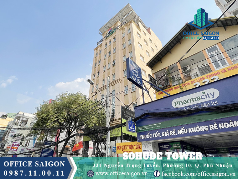 View mặt tiền phối cảnh 3D của tòa nhà Sohude Tower