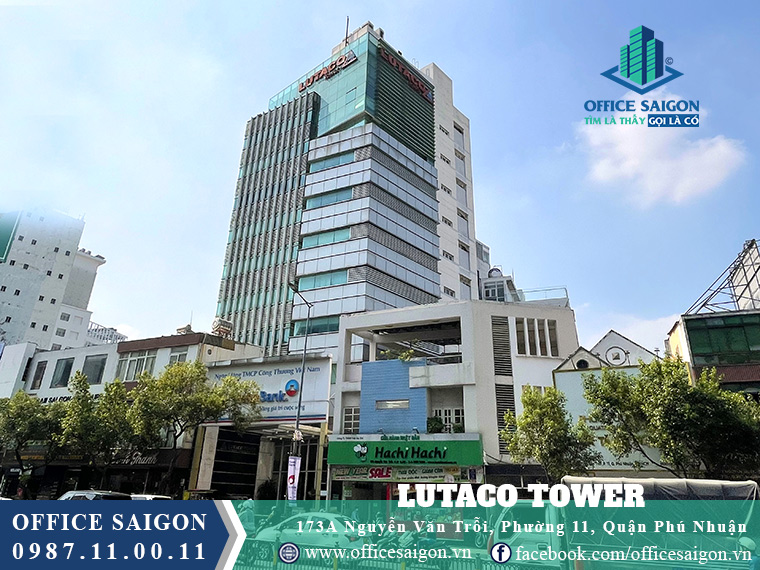 View mặt trước phía dưới cao ốc văn phòng Lutaco Tower