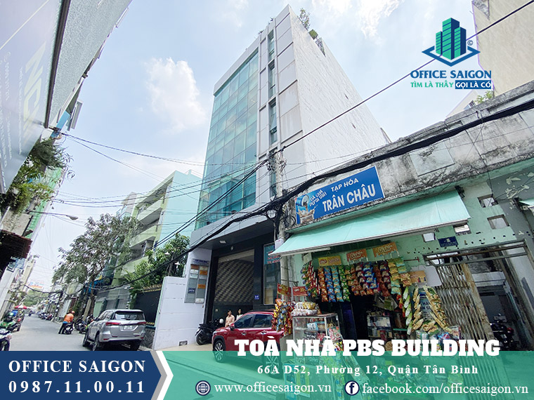 Mặt tiền phía trước tòa nhà PBS building Tân Bình