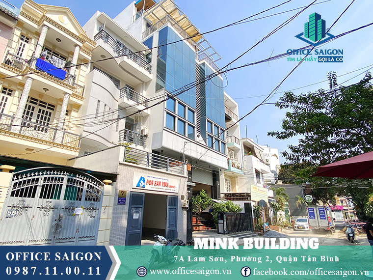 Phía trước văn phòng cho thuê MINK building quận Tân Bình