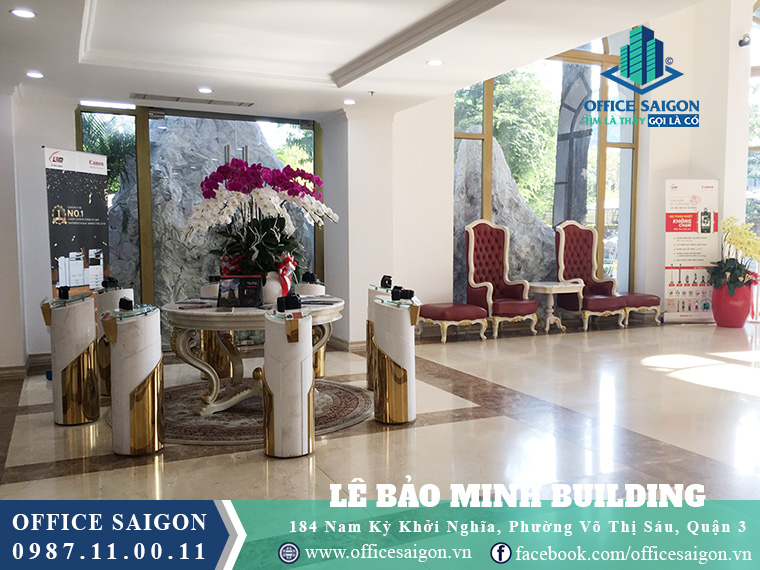 Khu tiếp khách chung tại văn phòng cho thuê Lê Bảo Minh building quận 3