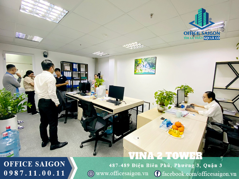 Mặt bằng 25m2 tầng 4 tại tòa nhà cho thuê văn phòng Vina 2 Tower Quận 3