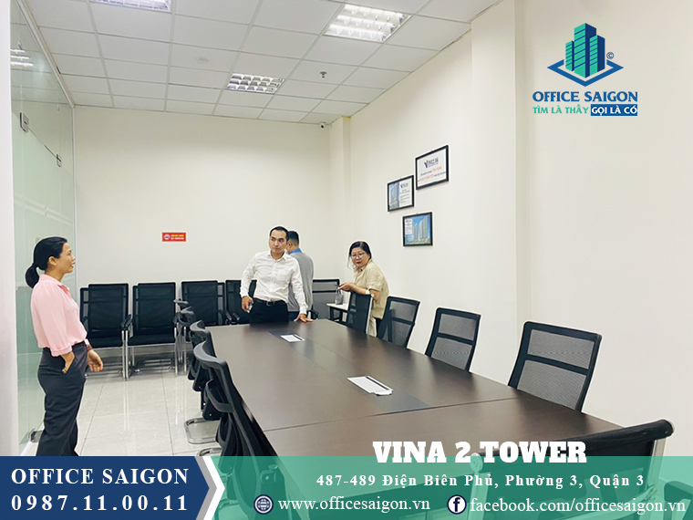 Trang bị phòng họp tại văn phòng cho thuê toà nhà Vina 2 Tower Quận 3