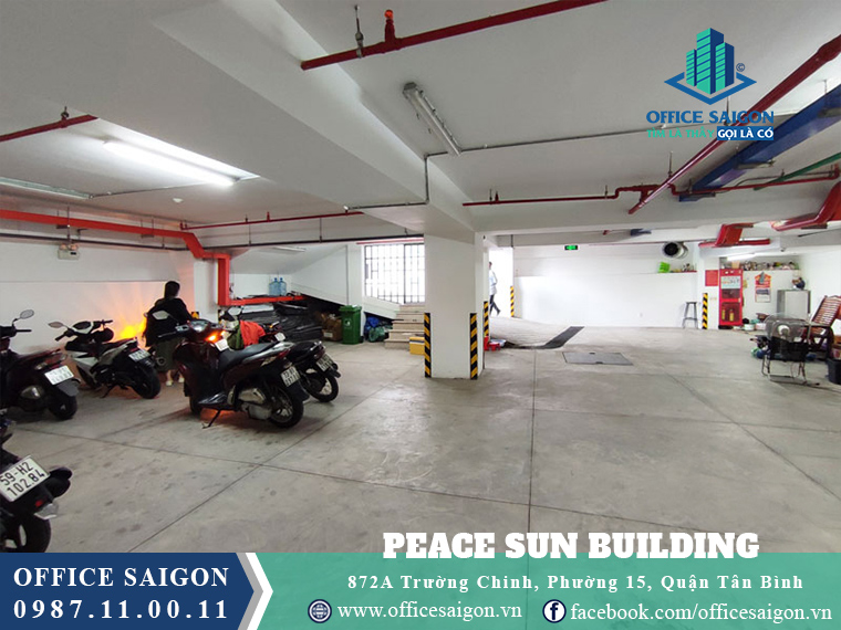 Hầm giữ xe tại văn phòng cho thuê Peace Sun quận Tân Bình