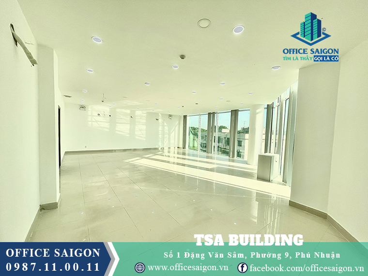 Một góc view sàn trống tại toà nhà văn phòng cho thuê Đặng Văn Sâm Building Quận Phú Nhuận