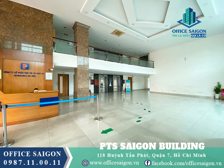 Sảnh lễ tân tại toà nhà văn phòng cho thuê PLS Saigon Building Quận 7