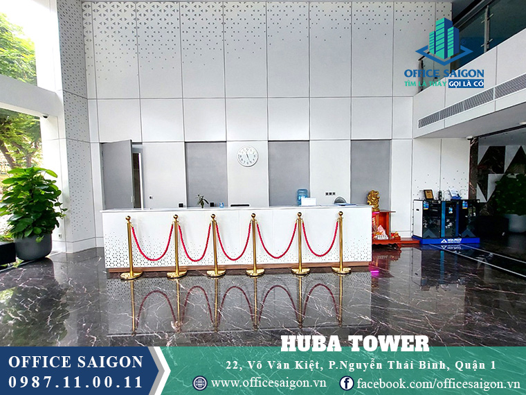 Lễ tân sang trọng toà nhà văn phòng cho thuê Huba Tower Quận 1