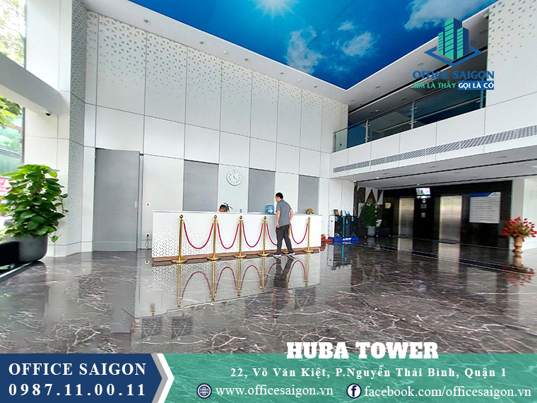 Lễ tân toà nhà văn phòng cho thuê Huba Tower Quận 1