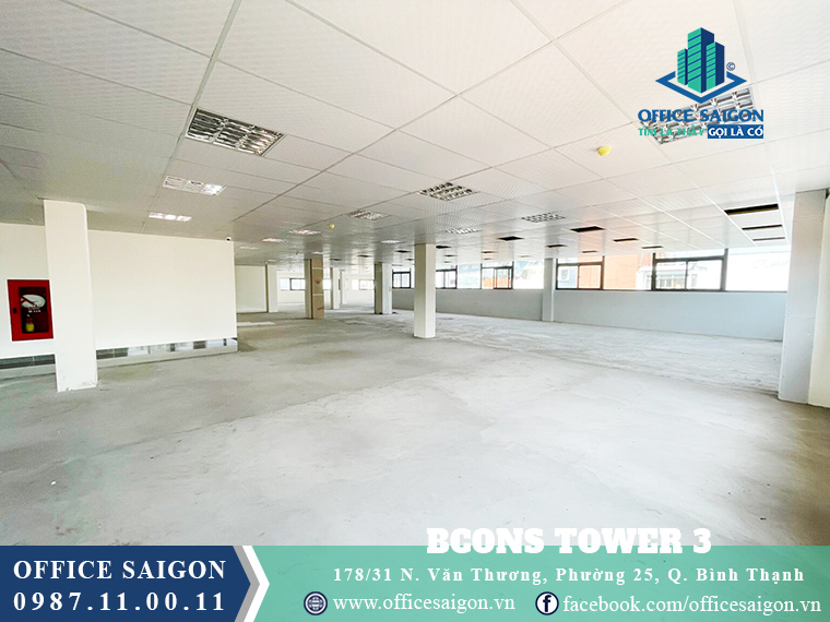 Diện tích trống văn phòng cho thuê toà nhà Bcons tower 3 Quận Bình Thạnh