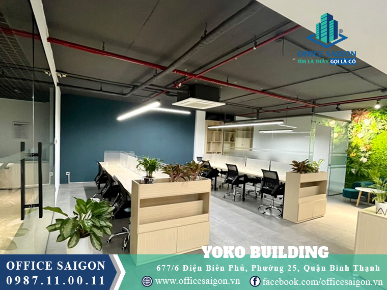 Một góc view sàn có nội thất văn phòng cho thuê Yoko Building quận Bình Thạnh