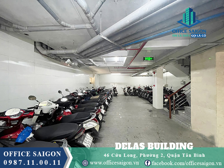 Hầm giữ xe tại toà nhà Delas Building văn phòng cho thuê quận Tân Bình