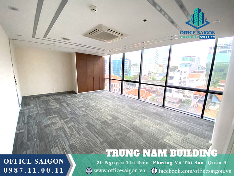 Góc view sàn trống 193m2 văn phòng cho thuê toà nhà Trung Nam Building Quận 3