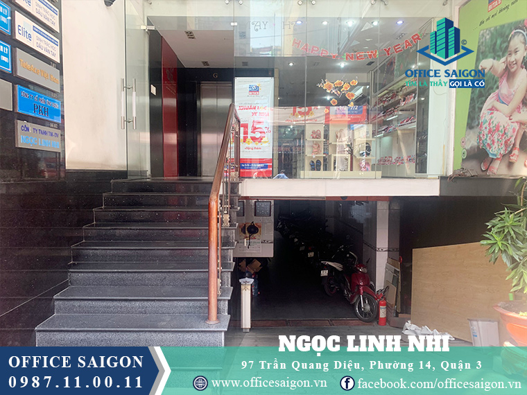 Lối vào văn phòng cho thuê Ngọc Linh Nhi building quận 3