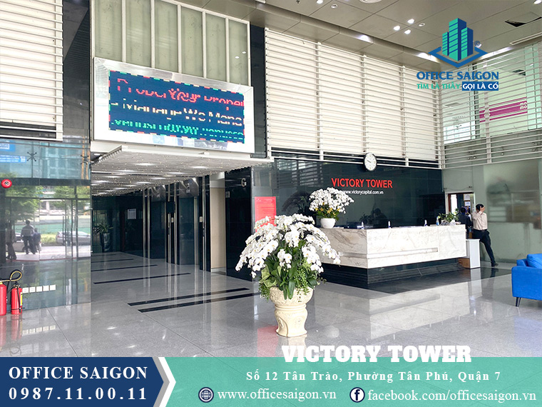 Lễ tân toà nhà văn phòng cho thuê Victory Tower quận 7