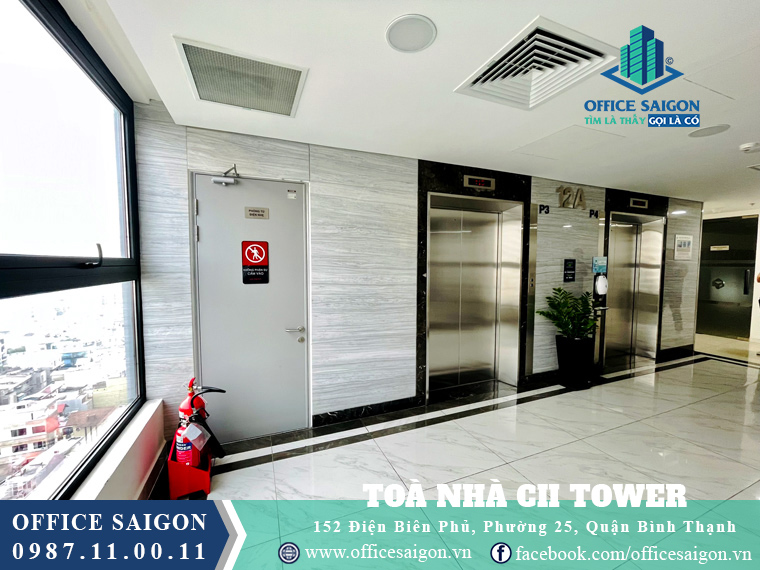 Thang máy tốc độ cao văn phòng cho thuê toà nhà CII Tower