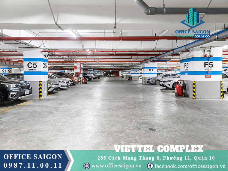 Hầm giữ xe tại tòa nhà văn phòng Viettel Complex building quận 10