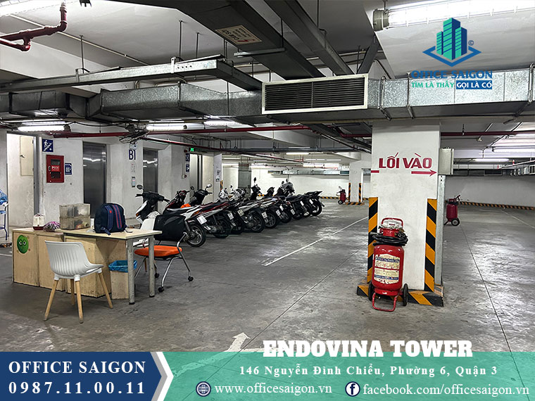 View hầm để xe tại toà nhà văn phòng cho thuê Endovina Tower quận 3