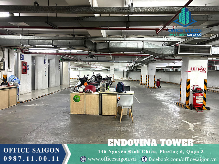Hầm để xe toà nhà văn phòng cho thuê Endovina Tower Quận 3