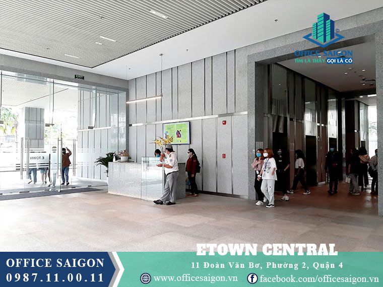 Sảnh toà nhà Etown Central tower văn phòng cho thuê quận 4