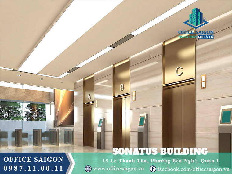 Thang máy hiện đại tại tòa nhà cho thuê văn phòng Sonatus Building Quận 1