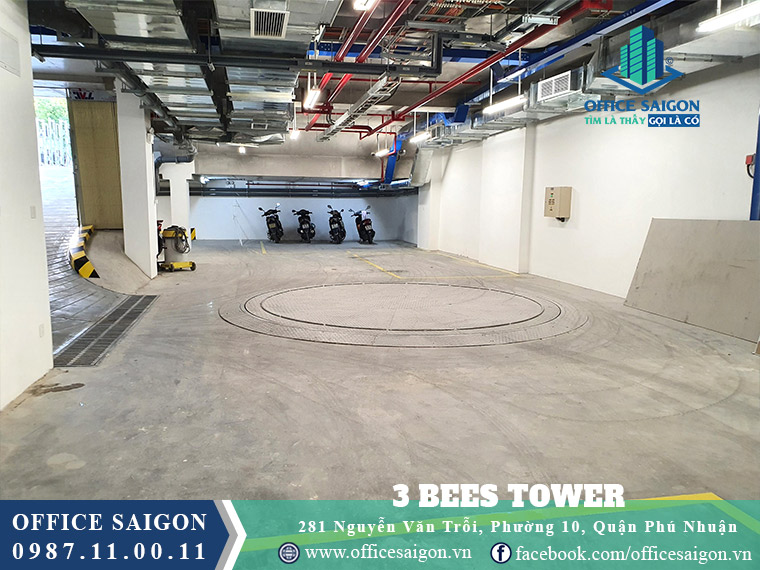 Hầm giữ xe tại văn phòng cho thuê 3 Bees tower quận Phú Nhuận