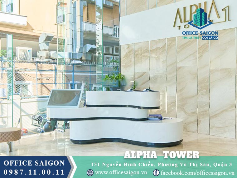 Lễ tân toà nhà Alpha Tower Quận 3