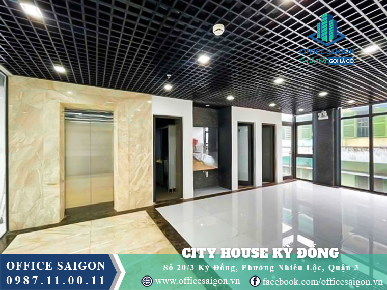 Sảnh thang máy toà nhà City House Building Kỳ Đồng