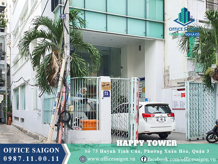 Mặt tiền toà nhà Happy Tower Huỳnh Tịnh Của