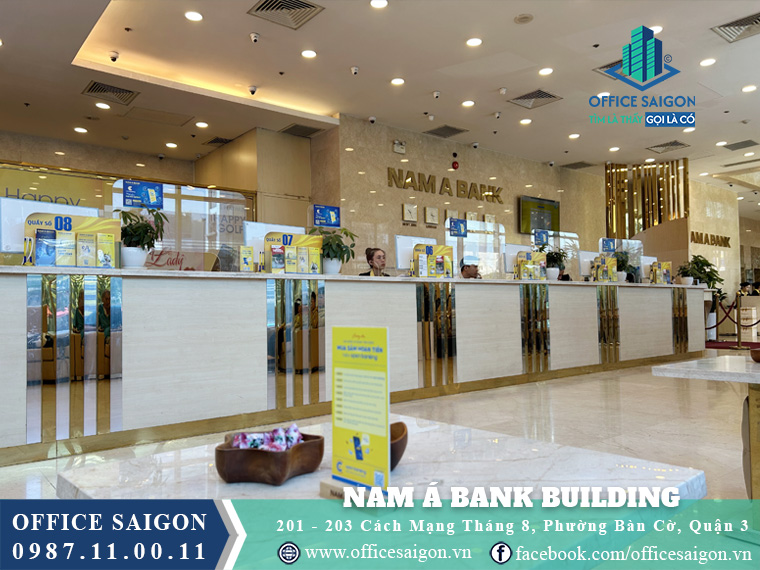 Sảnh tầng trệt tòa nhà Nam Á Bank Building CMT8