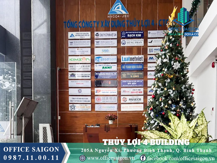 Bảng tên cty toà nhà Thuỷ Lợi 4 Building Nguyễn Xí