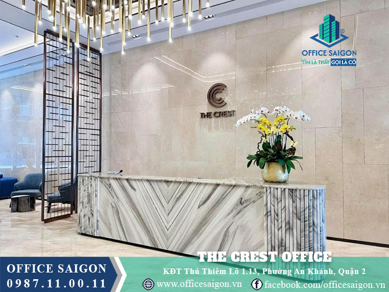 Lễ tân tòa nhà The Crest Office Thủ Thiêm Quận 2