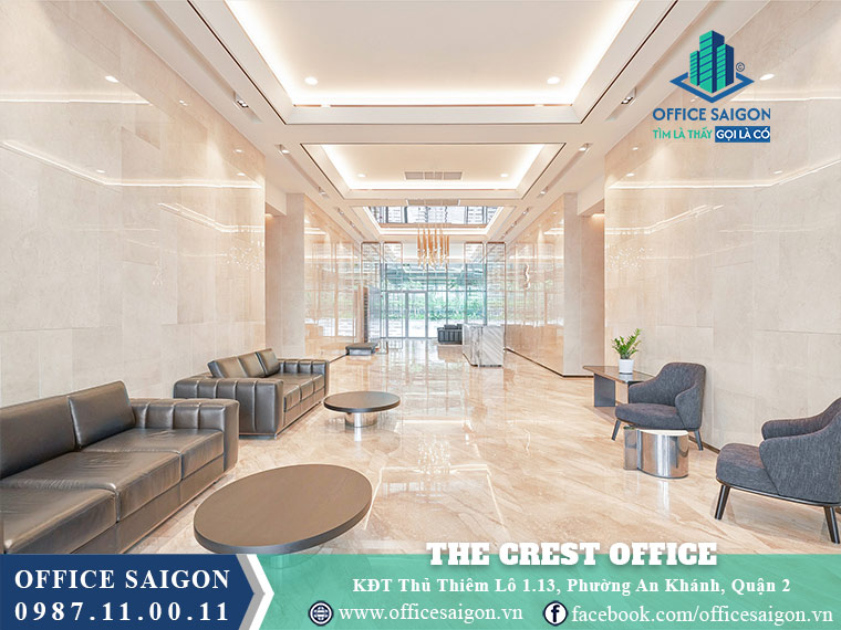 Sảnh tầng trệt tòa nhà The Crest Office Thủ Thiêm Quận 2