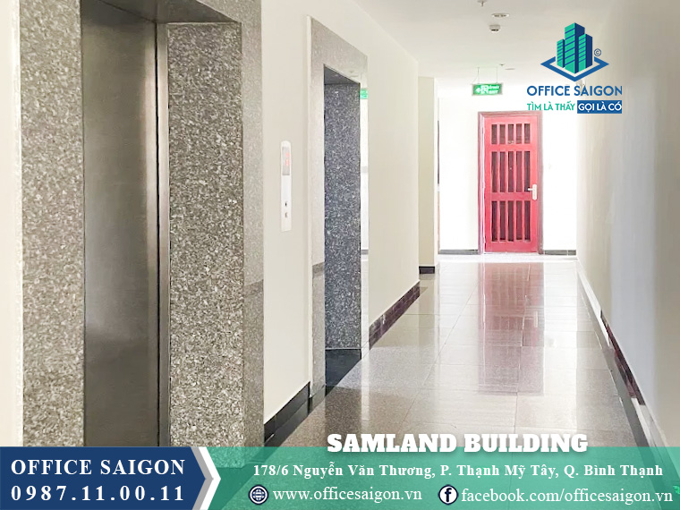 Hành lang thang máy toà nhà Samland Building Nguyễn Văn Thương