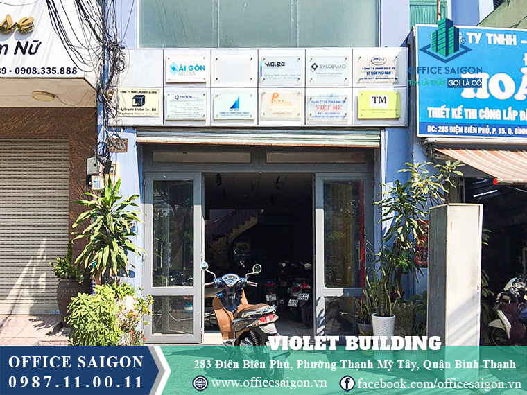 Mặt tiền tòa nhà Violet Building Điện Biên Phủ