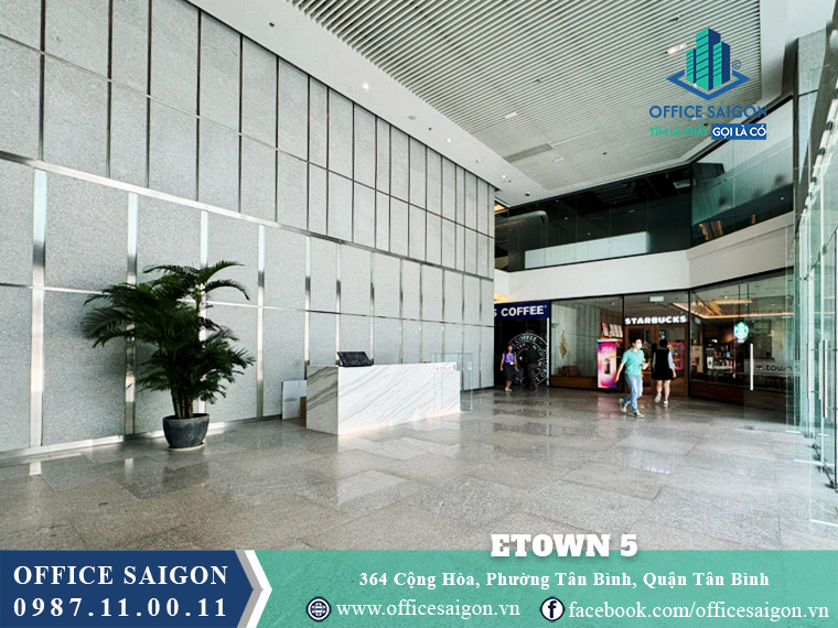 Sảnh lễ tân toà nhà Etown 5 Cộng Hoà