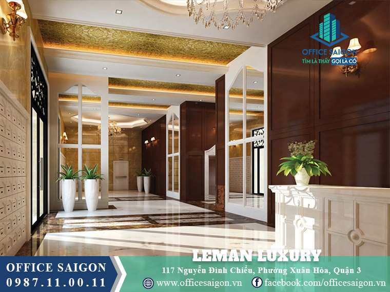 Sảnh lễ tân tòa nhà Leman Luxury Building Nguyễn Đình Chiểu