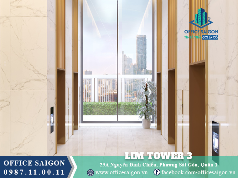 Sảnh thang máy toà nhà Lim 3 Tower Nguyễn Đình Chiểu