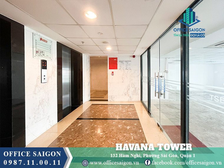 Sảnh thang máy toà nhà Havana Tower Hàm Nghi