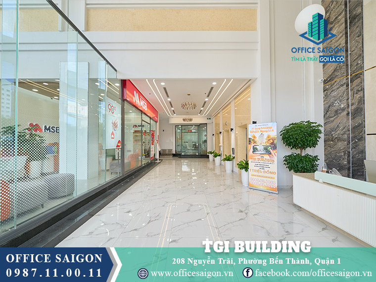 Sảnh lễ tân toà nhà TGI Building Nguyễn Trãi