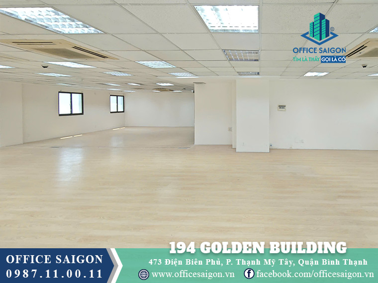 Diện tích cho thuê 167m2 Lầu 7 194 Golden Building