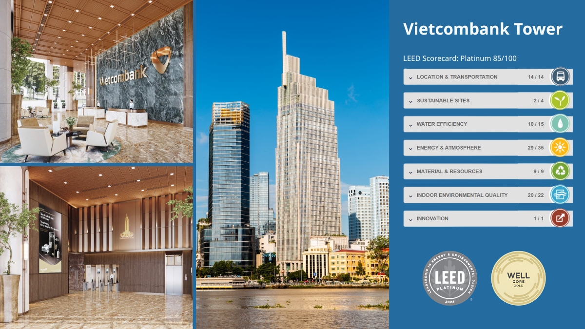 Vietcombank Tower đạt chứng nhận Leed Platinum