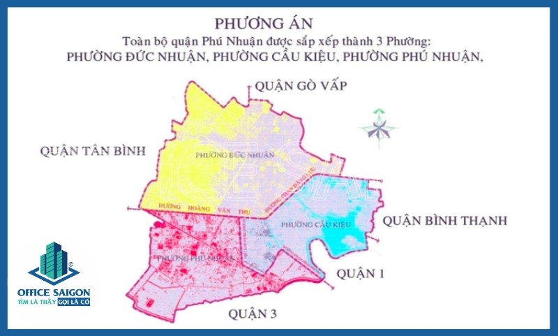 Cập nhật bản đồ Phú Nhuận với các phường mới: Cầu Kiệu, Phú Nhuận, Đức Nhuận.