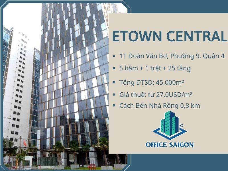 Tòa nhà văn phòng Etown Central Tower cách Bến Nhà Rồng 0,8 km